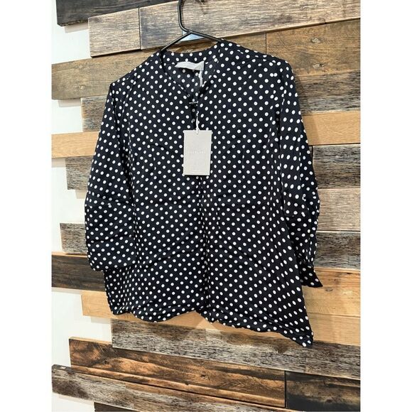 Everlane NWT The Hammered Satin Balloon Sleeve Top oversized Sz XS - Picture 2 of 8